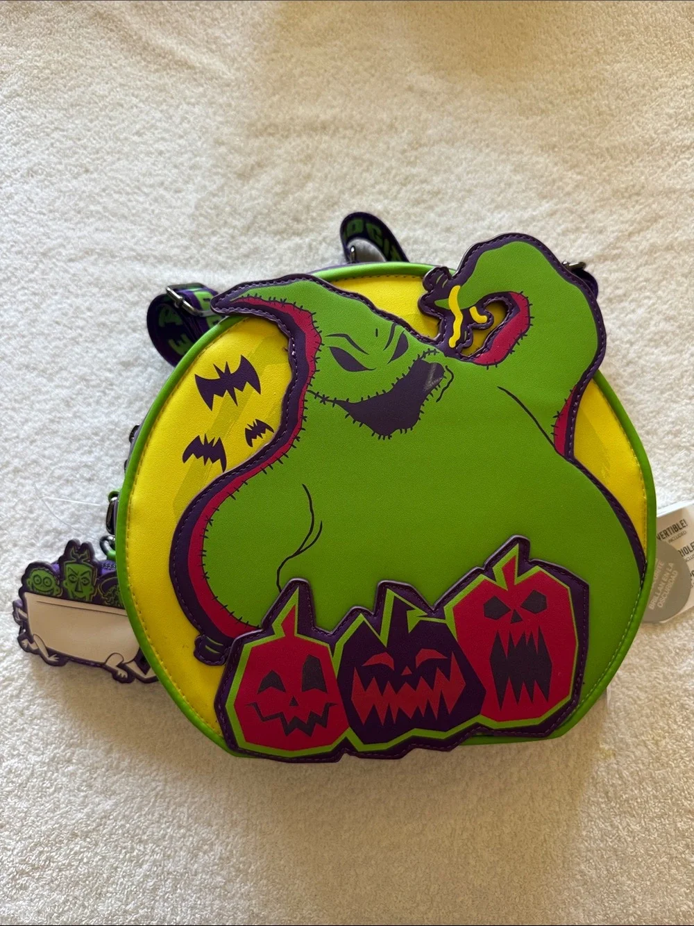 Loungefly x Disney Oogie Boogie Round Crossbody Backpack Bag Glow in the Dark